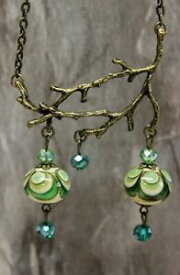 【送料無料】ジュエリー・アクセサリー ガラスジュエルブロンズランプワークネックレスヴィンテージグリーンglass jewels bronzo collana lampwork autunnale vintage perle verde n005