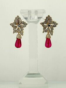 yzWG[EANZT[ CONbvS[h[YNX^rbOt[hbvBe[Wy_gorecchini clip on doro rosa cristallo grande fiore goccia pendente vinta