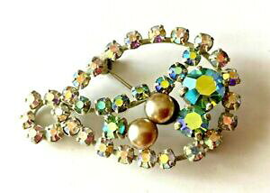 �y���������z�W���G���[�E�A�N�Z�T���[ ���B���e�[�W�u���V���A���V�G���k�G�^�b�g���C���X�g�[���A�C���[�p�[���|�A�\���X�^�C���[�V�F�C�vbroche vintage ancienne etat neuf strass irise perle 4,9cm f