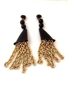 �y���������z�W���G���[�E�A�N�Z�T���[ �u�[�N���h�[�����B���e�[�W�m���[���h���h�C�cboucles doreille vintage 70 noir et dorees made in germany