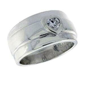 yzWG[EANZT[ X^[OVo[CZg[tVK[ReBin[gVFCvargento sterling in rilievo centrale sigaro fedina, 4mm 025ct forma cuore cz