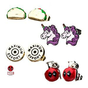 �y���������z�W���G���[�E�A�N�Z�T���[ �}�[�x���f�b�h�v�[���}�j�L���A�C�������O�Z�b�g���C�Z���Xmarvel deadpool massimo sforzo smalto orecchini set icially licensed