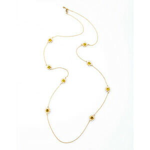 【送料無料】ジュエリー・アクセサリー ゴールデンネックレスロングスモールフラワーデイジーエナメルレトロミルcollana dorato lungo piccolo fiore margherita smalto bianco sottile retro myl 1