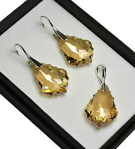 yzWG[EANZT[ Vo[COXtXL[NX^obNS[hVhEZbg925 orecchini argento set realizzati con cristalli swarovski 22mm barocco golden shad