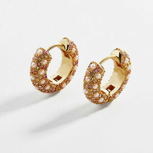 yzWG[EANZT[ COX[NI[[LOuXNX^sNCG[orecchini piccolo creolo 25mm lavorativo ottone cristallo rosa giallo aa33