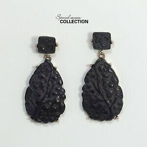 yzWG[EANZT[ CONXNbvubNhbvt[Be[Worecchini class clip nero goccia fiore incisione in attesa di vintage yw6