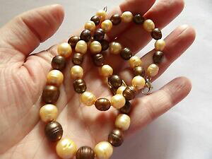 �y���������z�W���G���[�E�A�N�Z�T���[ �X�^�[�����O�V���o�[�p�[���l�b�N���X�o�b�N��annodato a mano con un diploma tonalita di marrone collana di perle argento sterling fibbia a15