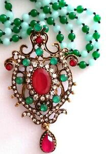 yzWG[EANZT[ O[WFChlbNXr[Ghy_gbella collana di giada verde con rubyciondolo di smeraldo