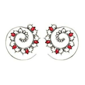 【送料無料】ジュエリー・アクセサリー シルバーブラスピンクスパイラルスレッダーイヤリングsilver brass pink embellished spiral threader earrings