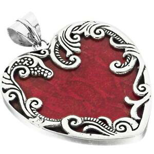 yzWG[EANZT[ o^Cbhn[gR[X|WX^[OVo[y_g2 filigrana valentine cuore rosso spugna corallo 925 pendente argento sterling