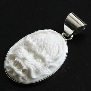 yzWG[EANZT[ nhChhSwbhoC\{[X^[OVo[y_g43cm fatto a mano dragone testa bisonte osso 925 pendente argento sterling