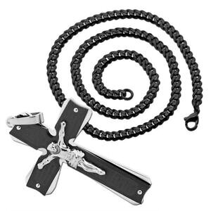 yzWG[EANZT[ NXy_gubNX`[`F[lbNXoCJ[obOciondolo croce crocifisso collana catena acciaio nero biker borsa de regalo