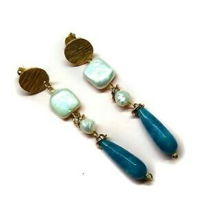 yzWG[EANZT[ COAQ[gr[Yhbvorecchini gocce agata e perle di fiume