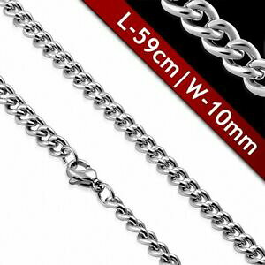 yzWG[EANZT[ VCA}CN[rCILV_uAxbNtFA[sXchaine a maillons cubains l59cm w11mm en acier inoxydable avec fermoir pince