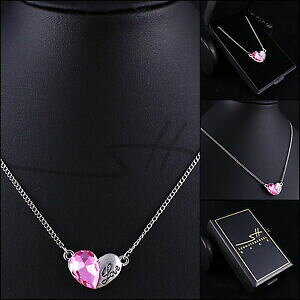 yzWG[EANZT[ sNn[glbNXVo[fB[X`F[XtXL[RNX^P[Xcollana regalo rosa cuore, catena donna argento, swarovski R cristalli, in astucci