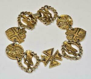 yzWG[EANZT[ TCgA[gJ[S[hAeB[NW[WV[hNXuXbg60s firmato art color oro 9 maglie antico monete shields croce 7 bracciale