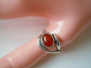 yzWG[EANZT[ X^[OVo[OAo[nj[Ao[925 sterling anello argento m miele ambra 2,6 g rg 56 ambra