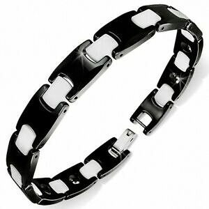 yzWG[EANZT[ uXbg}OjGAZ~Nm[Gugpe[10mm ?bracelet magnetique lien en ceramique noir et blanc 2 tons panthere