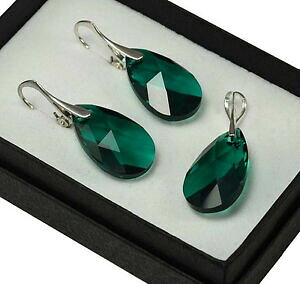 yzWG[EANZT[ Vo[COXtXL[NX^yGhZbg925 orecchini argento set realizzati con cristalli swarovski 22mm peraemerald
