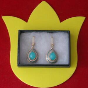 yzWG[EANZT[ Vo[uYCO^[RCYgp[YC{bNXbeautiful 925 silver amp; bronze earrings with turquoise amp; topaz 45 cmlong in box