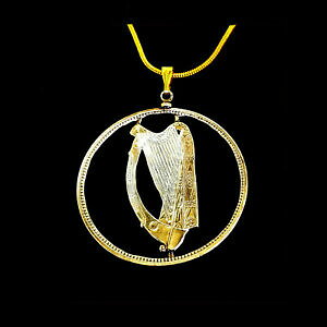 yzWG[EANZT[ AChPgn[vJbgyj[lbNXS[hRCy_gbLVo[irish arpa celtica taglio a mano penny collana con ciondolo a moneta oro e 