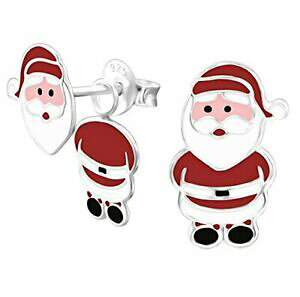 yzWG[EANZT[ Vo[X^[OT^COT^N[Xargento sterling orecchini regalo di natale babbo nataleeffetto 3d