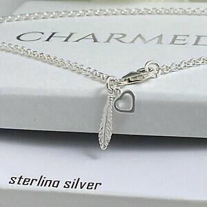 yzWG[EANZT[ Vo[X^[OAN`F[Vo[tFU[n[g`[E[}argento sterling cavigliera caviglia catena in argento piuma cuore charms donna 925