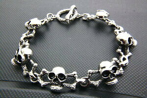 �y���������z�W���G���[�E�A�N�Z�T���[ �X�J���X�e�����X�X�`�[���u���X���b�g�o�C�J�[teschio bracciale acciaio inox 24,5 cm lunghezza motociclista 054