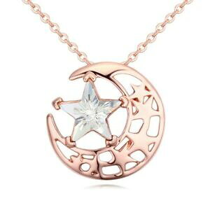 yzWG[EANZT[ `F[iX^[Y[YS[huXNX^NAK[catena luna amp; stelle oro rosa in ottone da donna donne ragazza cristallino regalo