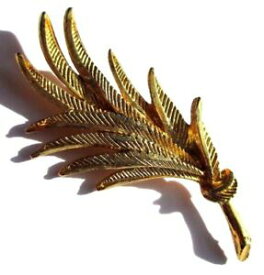 【送料無料】ジュエリー・アクセサリー アンシエンヌブローシュヴィンテージクーラーフィーユストリエアンリリーフancienne broche bijou vintage couleur or feuillage strie en relief 1617