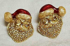 【送料無料】ジュエリー・アクセサリー ヴィンテージイヤリングサンタクリスタルゴールデンメタルエナメルレッドベージュvintage orecchini babbo natale cristalli metallo dorato smaltata rosso beige f2