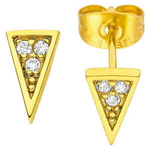 yzWG[EANZT[ gCAO|Cg{^COzCgXeXNX^S[hR[gJ[orecchini a bottone a puntatriangolo 6 cristalli bianchi in acciaio inox