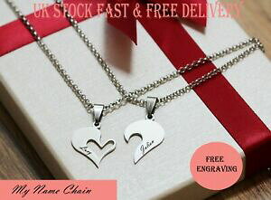 yzWG[EANZT[ JX^xXgthn[gy_glbNXpersonalizzato best friend cuore 2 ciondolo collana nome inciso birthday gift uk