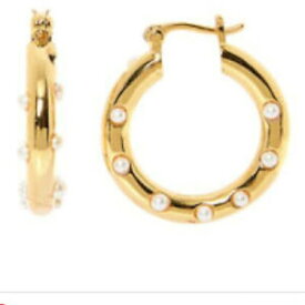 【送料無料】ジュエリー・アクセサリー ロンドンゴールドメッキフープイヤリングブランドmeme london 18k gold plated hoop orecchini con perle nuovo di zecca