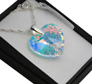 yzWG[EANZT[ Vo[X^[OlbNXn[gXtXL[NX^R925 argento sterling collana * cristallo ab * 1028 mm cuore cristalli di swarovski R