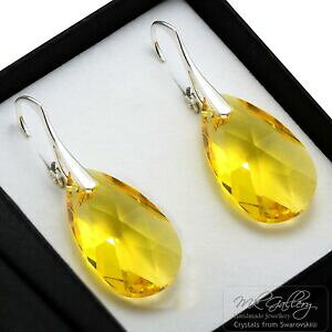 yzWG[EANZT[ Vo[COp[A[hNX^IuXtXL[Rgp[cBICg925 orecchini argento 22 mm peramandorla cristalli di swarovski R luce topazio