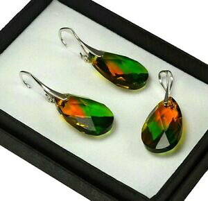 yzWG[EANZT[ Vo[COZbgXtXL[NX^Rp[O[V_925 orecchini argentoset con cristalli di swarovski R 22mm peraverde felce