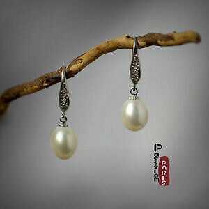 yzWG[EANZT[ COp[hbvzCg\bhVo[orecchini perle coltivazione goccia bianco argento massiccio 925 8mm9mm tz2 b22