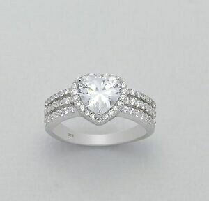 yzWG[EANZT[ X^[OWRjVo[O[n[gANZgforma a cuore solitario anello in argento sterling 925 zirconi con accenti