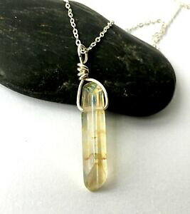 yzWG[EANZT[ I[X^|Cgy_gVo[lbNXlemon aura quartz crystal point ciondolo collana dargento