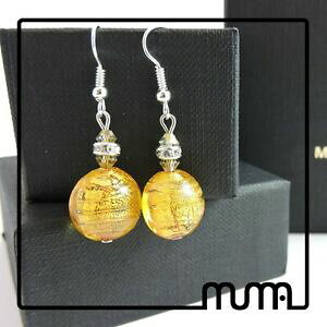 yzWG[EANZT[ {bNXCgAo[Vo[[mKXfB[XCOorecchini donna vetro di murano ambra e argento leggeri con confezione regalo