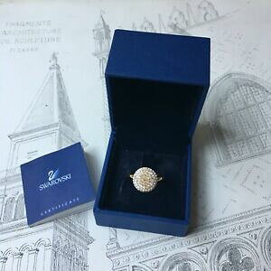 yzWG[EANZT[ oOXtXL[^hGNX^uObague swarovski metal dore et cristal blanc ring t 55