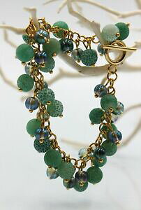 yzWG[EANZT[ XeXuXbgAK^}bgKXp[glass jewels in acciaio inox oro bracciale agata opaco ciano perle vetro 18,5 cm h053