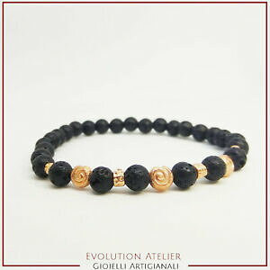 yzWG[EANZT[ GgiAWFguXbgbracciale in lava naturale del vulcano etna e argento 925