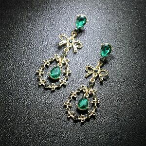 yzWG[EANZT[ CONbvIS[f{Eo^tC{EA[gfRGhO[orecchini clip on dorato fiocco farfalla prua arte deco verde smeraldo qd5