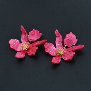 yzWG[EANZT[ CONbvIS[f[Wt[WgsNorecchini clip on dorato grandi fiore resina rosa retro j15