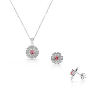 yzWG[EANZT[ Vo[X^[OsNbhWRjn[guCO?p[Zbgargento sterling rosa rosso zirconi cuore amore orecchini fiori a perno set