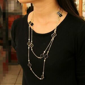 yzWG[EANZT[ t@bVRX`[OlbNXt@CS[hZ[^[t[CubNGicostume moda collana lunga maglione oro fine fiore in smalto ne