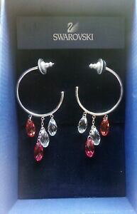 yzWG[EANZT[ XtXL[t[vCONX^hbvy_gj[gsNswarovski orecchini a cerchio con cristalli goccia pendente colore neutro e rosa