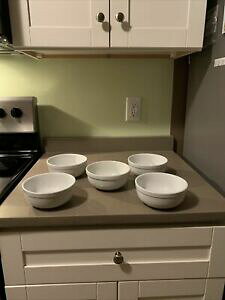 yzLb`piEHEE@EBAY\m}GbZVzCgwr[f[eBVAX[v{E(5) Williams Sonoma ESSENTIAL WHITE Heavy Duty 6 Cereal Soup Bowl